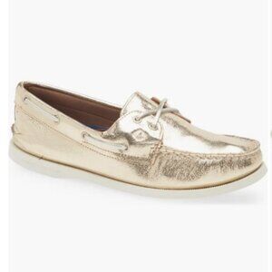 Sperry Authentic Original Boat Shoe – Gold Leather Crinkle – Women’s 9.5M – NWT